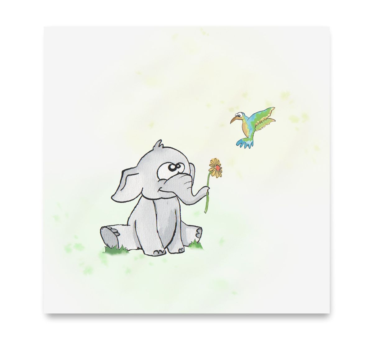 Handgemaakte wenskaart - Olifant - Mags Up Your Mind